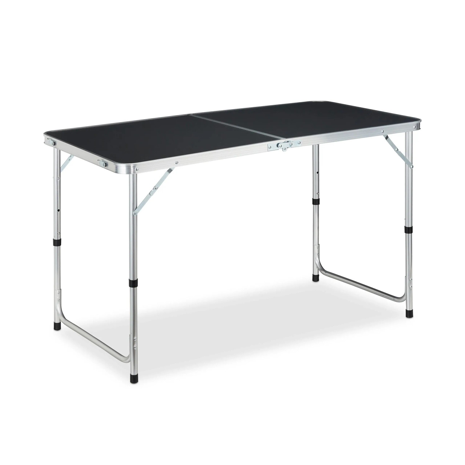 Relaxdays Campingtisch Aluminium MDF Kunststoff Silber Grau Klappbar Höhenverstellbar 120 cm x 60 cm x 70,5 cm 4,2 kg