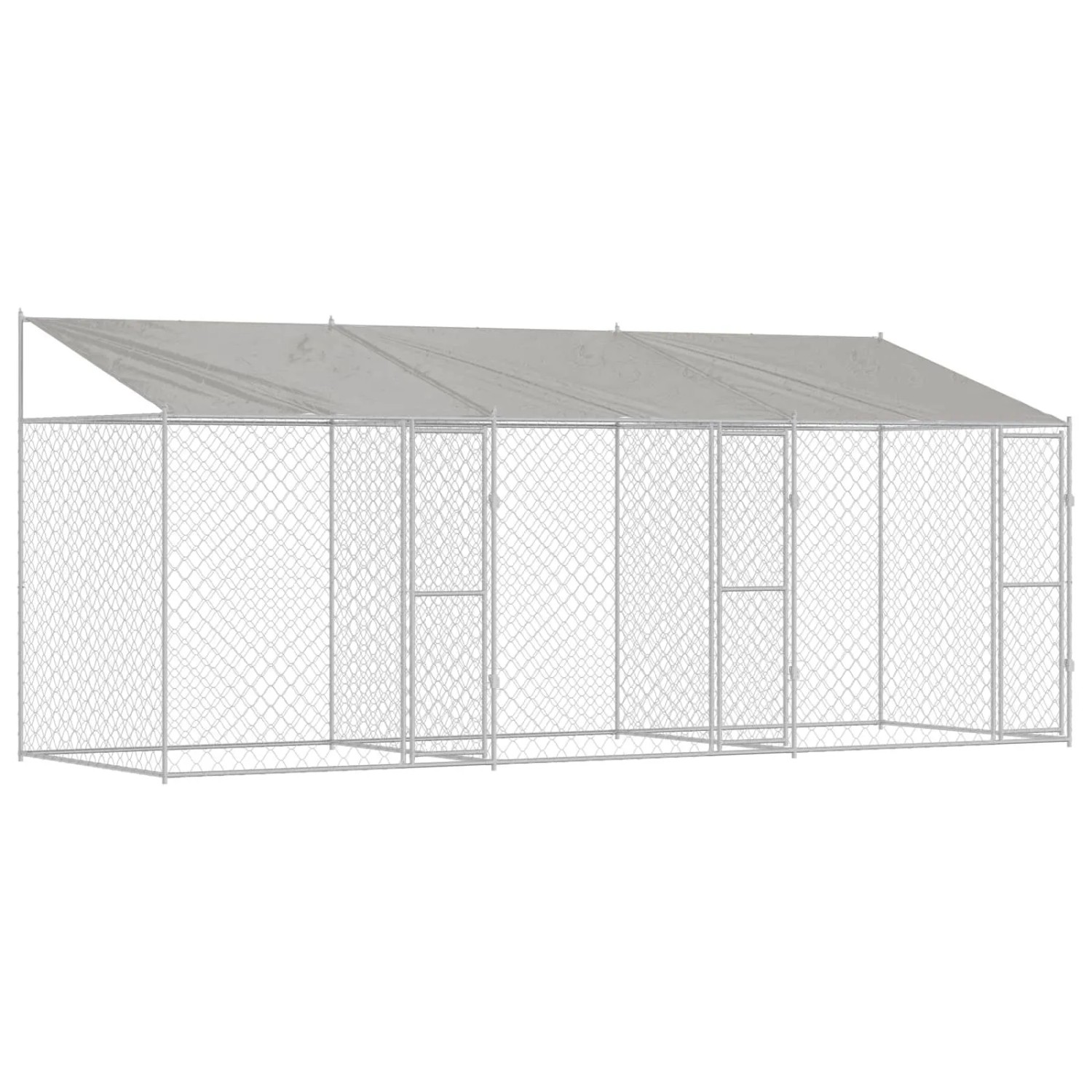 vidaXL Hundekäfig mit Dach Silber 600 x 200 x 256 cm Stahl und PE 3368299