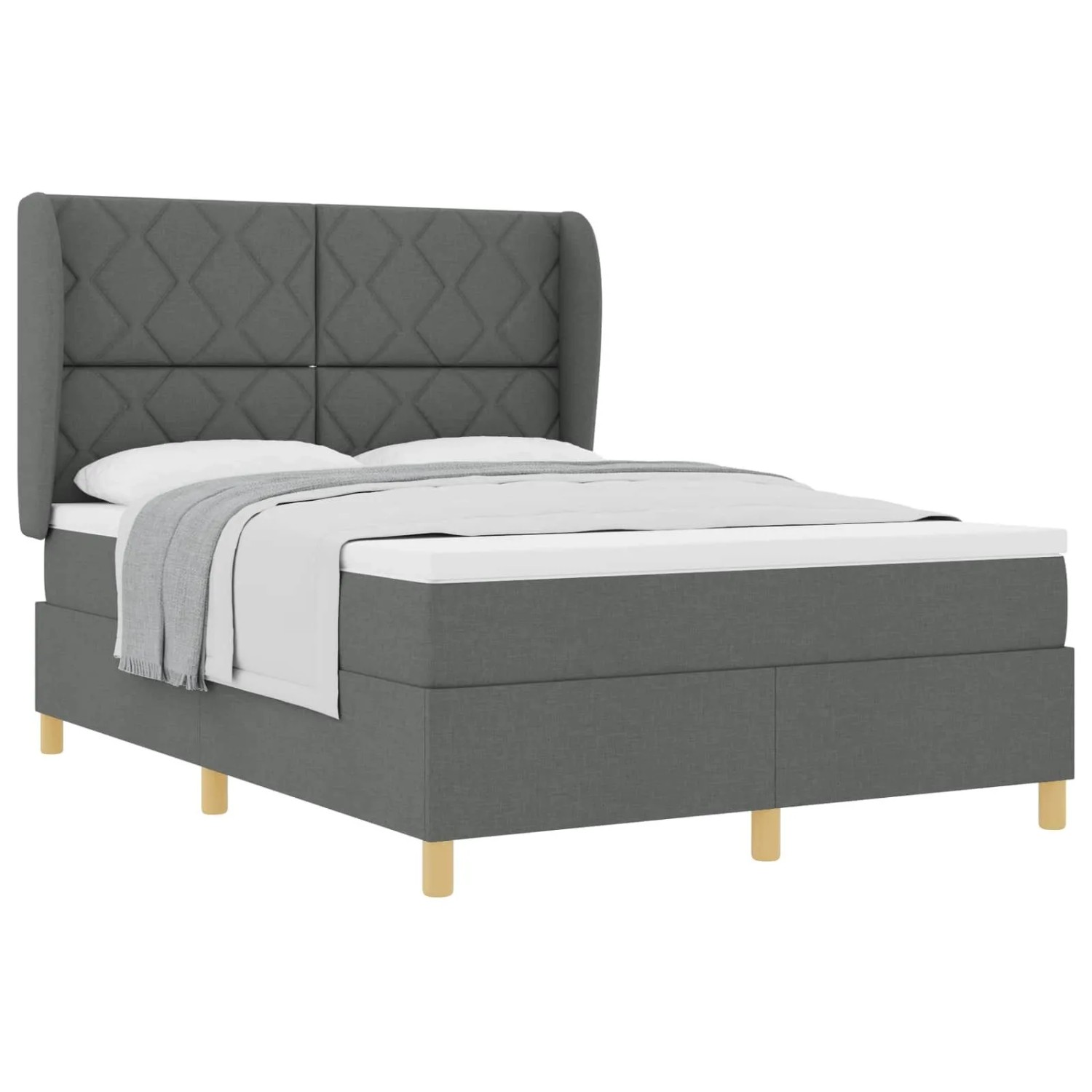 vidaXL Boxspringbett mit Matratze Dunkelgrau 90x190 cm Dunkelgrau 3340824