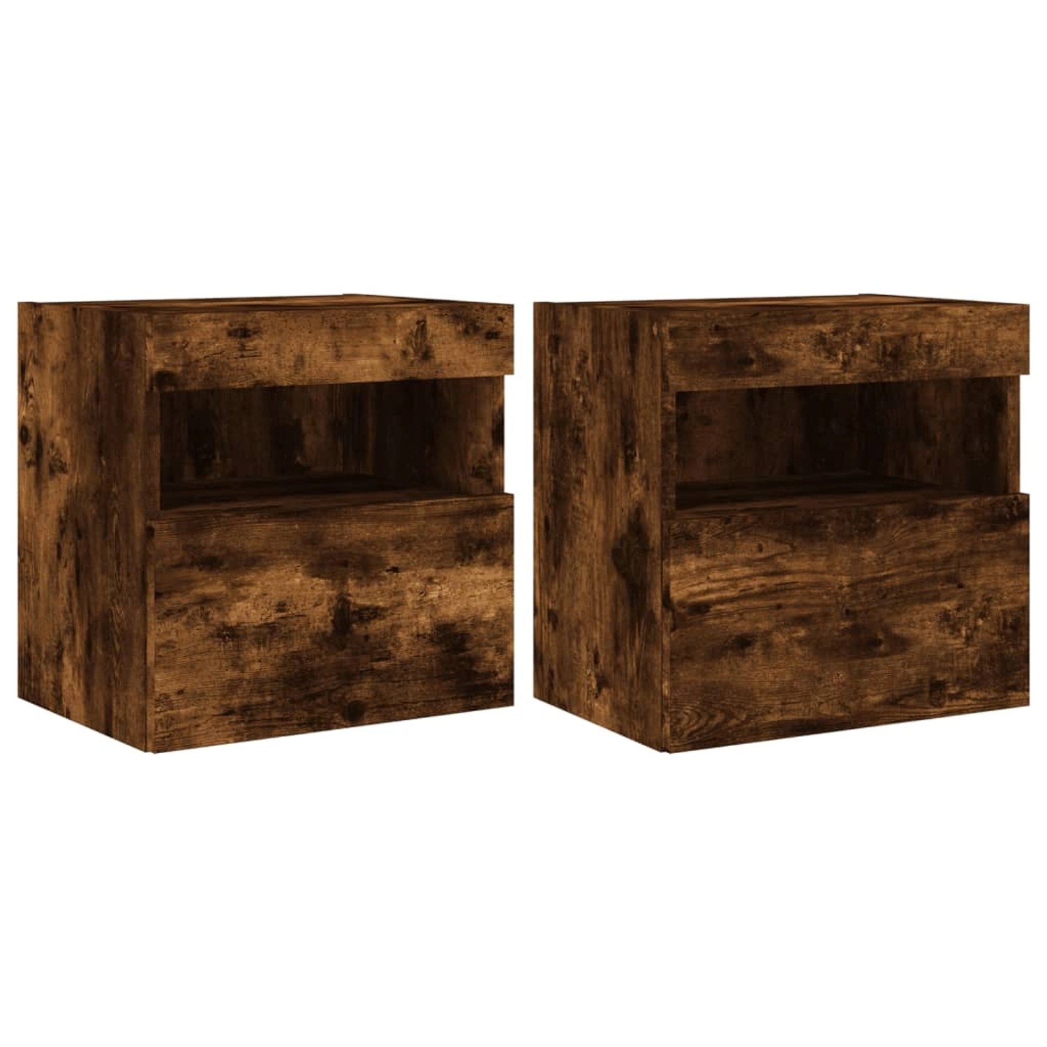 vidaXL TV-Wandschränke mit LED-Leuchten 2 Stk Räuchereiche 40x30x40cm 837178