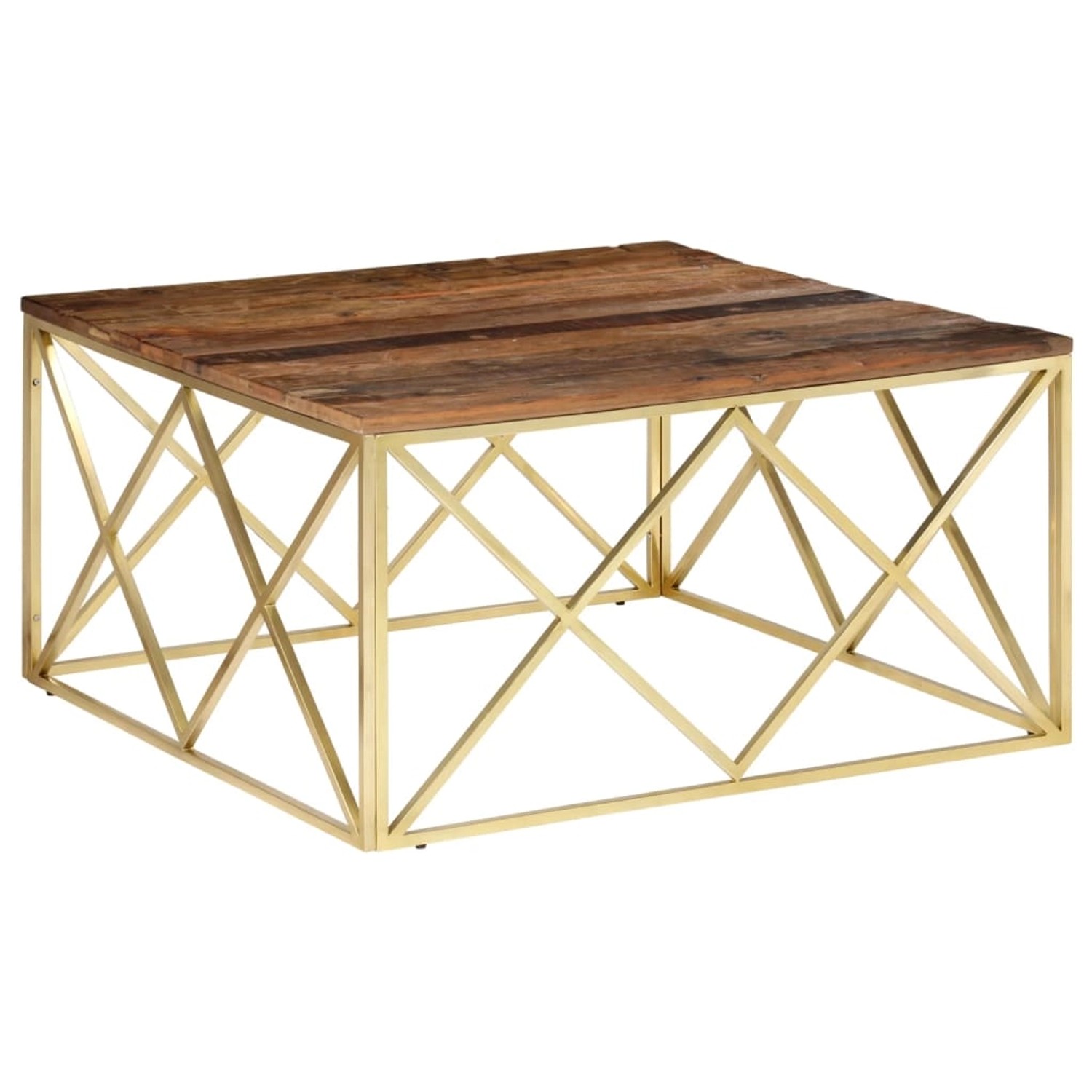vidaXL Couchtisch Golden Edelstahl und Massivholz 349982 günstig online kaufen