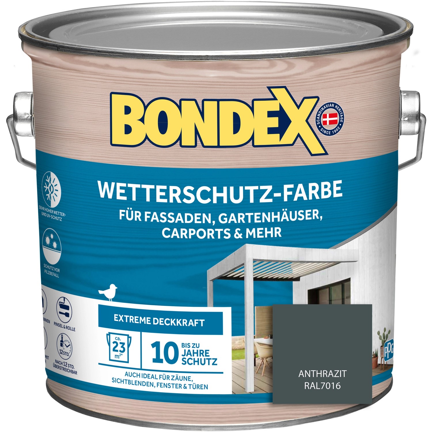 Bondex Wetterschutz-Farbe RAL 7016 Anthrazit 2,5 l