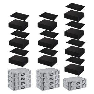 SparSet: 10 graue Euroboxen mit Rasterschaumstoff & Einlage. 23L Transportboxen für Industrie & Gewerbe.