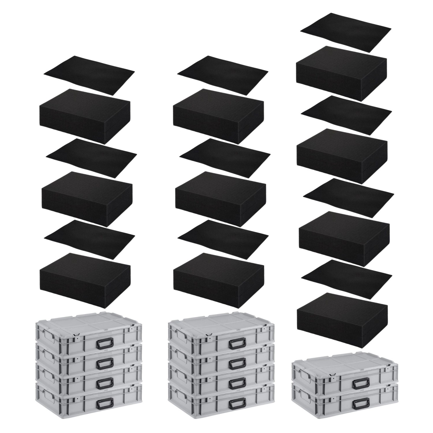 SparSet 10 x Eurobox NextGen Portable Mit Rasterschaumstoff und Schaumstoffeinlage HxBxT 13,5 x 40 x 60 cm 23 Liter Euro...