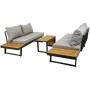 3-teilige Lounge-Gruppe Felice FSC® mit grauen Polstern und Akazienholz-Akzenten für Garten oder Terrasse.