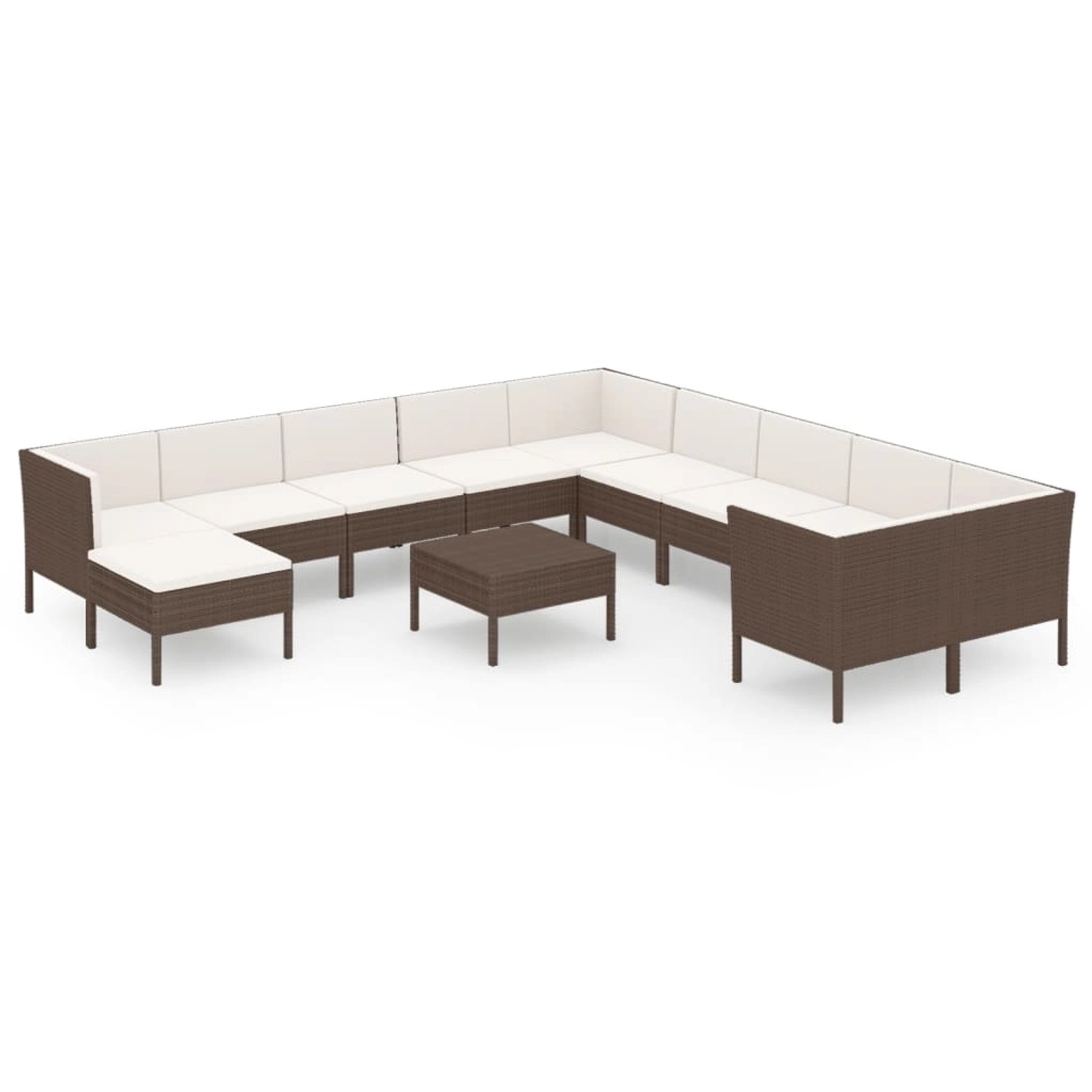 vidaXL 12-tlg Garten-Lounge-Set mit Auflagen Poly Rattan Braun Modell 8