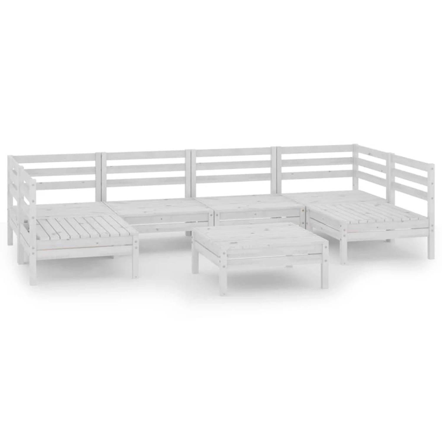 vidaXL 7-Tlg Garten-Lounge-Set Weiß Massivholz Kiefer 3083400