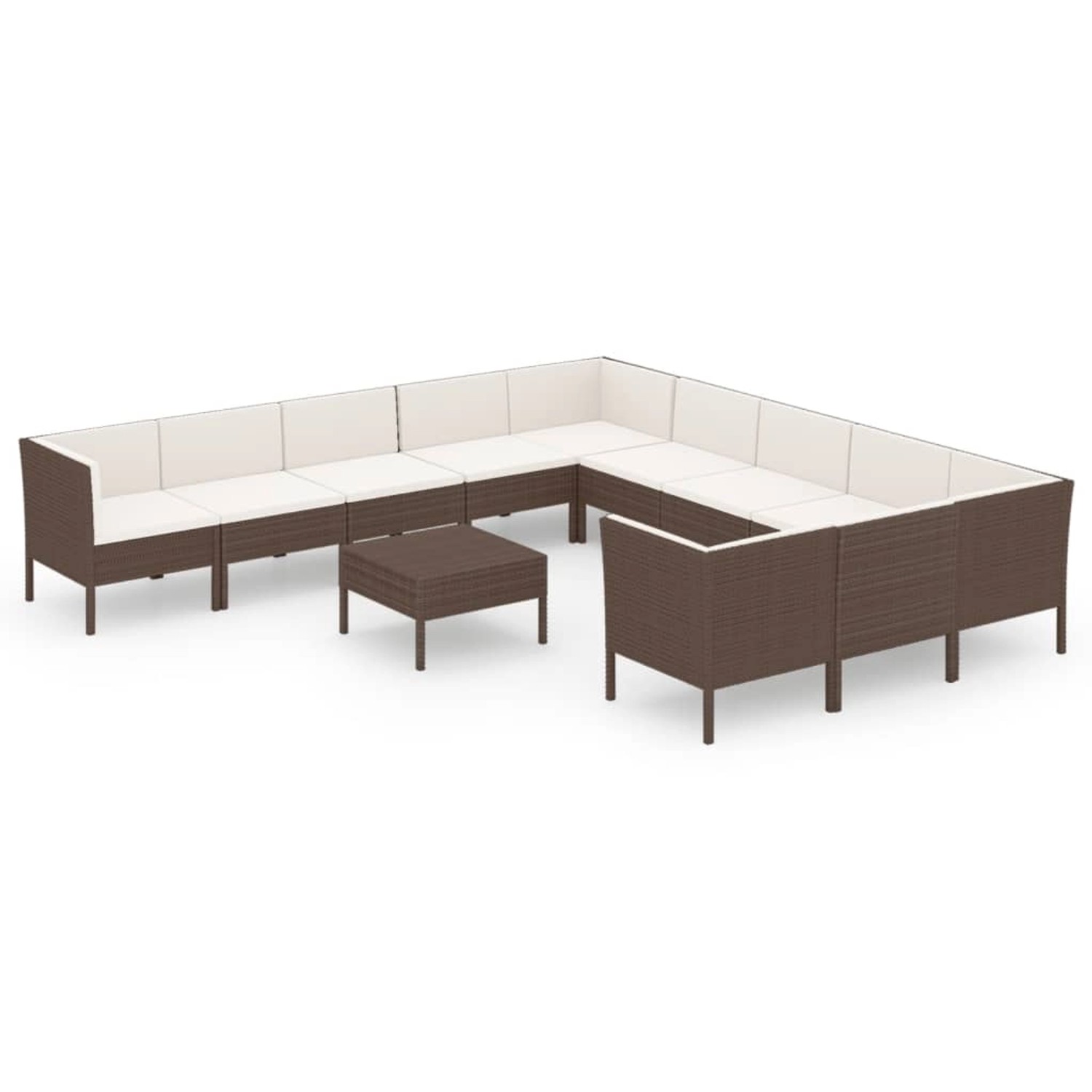 vidaXL 12-tlg Garten-Lounge-Set mit Auflagen Poly Rattan Braun Modell 6