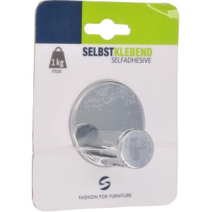 Siro Haken 2335, selbstklebend, Chrom glänzend, Ø 50 mm. Garderobenhaken für Bad und Flur.