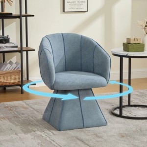 PXloue Stühle Drehstuhl 360 Grad Drehsessel mit Hoher Rückenlehne Chenille Blau