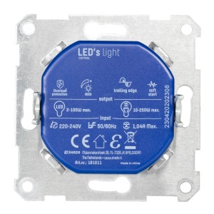 LED Dimmer 200W für Innenräume, geeignet zur Unterputz-Montage.
