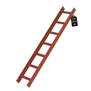 Rotbraune PROREGAL Dachleiter mit 7 Sprossen, geeignet für Dächer. Made in Germany.