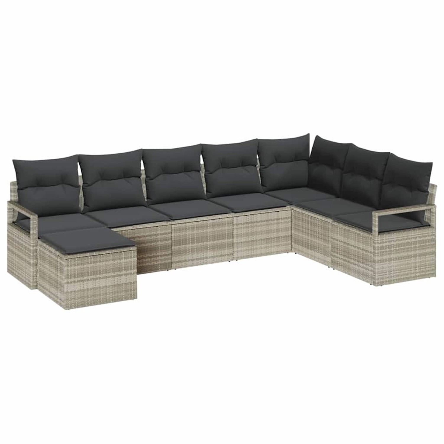 vidaXL Garten-Sofa-Set 7-Tlg Hellgrau Poly Rattan 3346472 günstig online kaufen