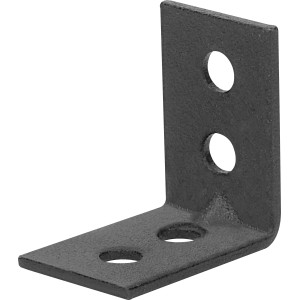 Brauner Stuhlwinkel, pulverbeschichtet, 25x25x14 mm, mit Löchern zur einfachen Montage.