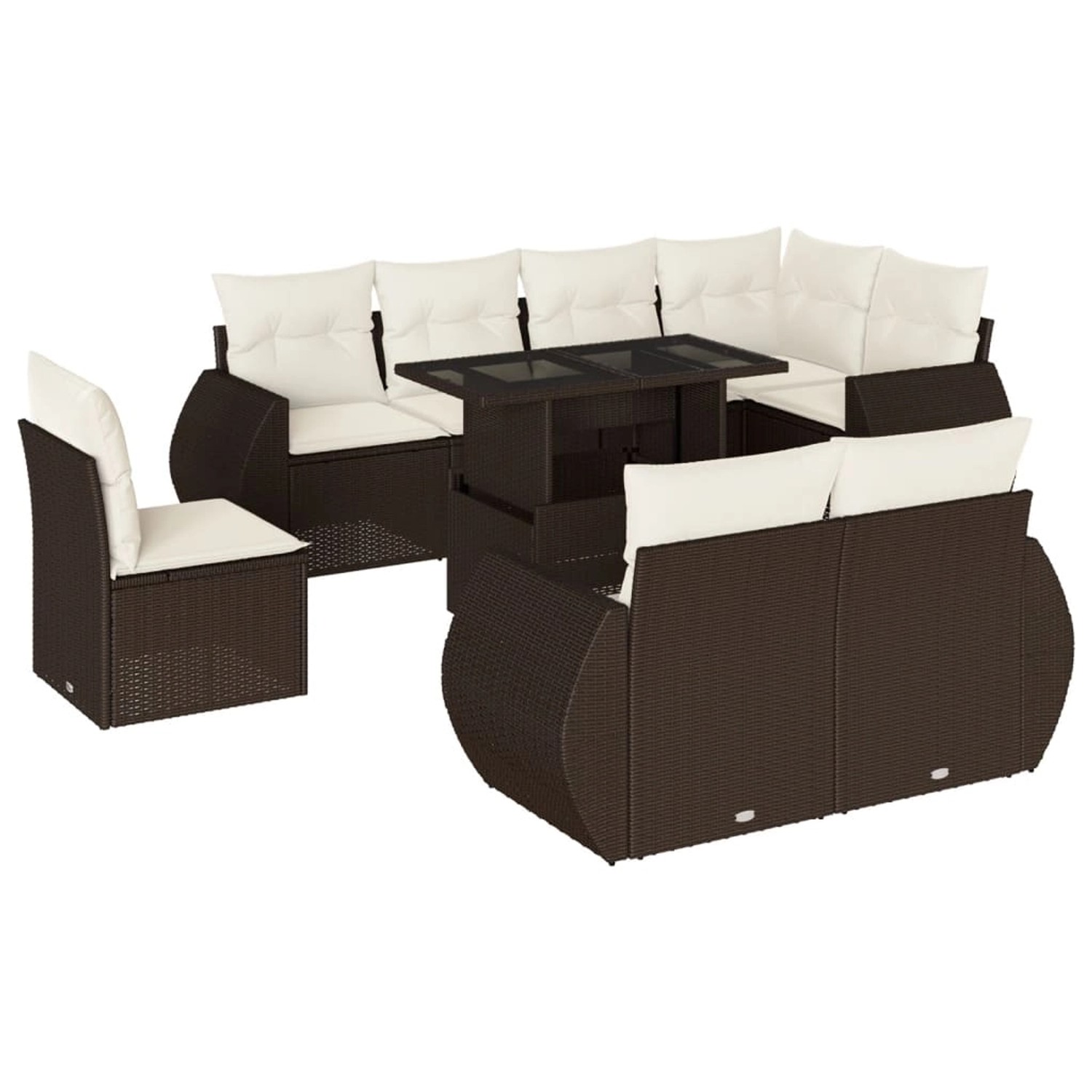 vidaXL 9-Tlg Garten-Sofagarnitur mit Kissen Braun Poly Rattan 3268673 günstig online kaufen