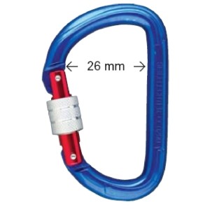 Blauer Seilflechter Karabinerhaken Profi aus Edelstahl mit Schraubverschluss und Sicherheitsfeder.