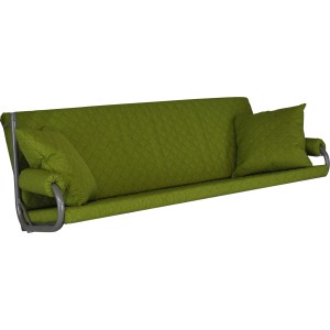 Grüne Angerer Hollywoodschaukel Auflage Joy mit Kissen und Armröllchen für 180 cm breite Schaukeln.