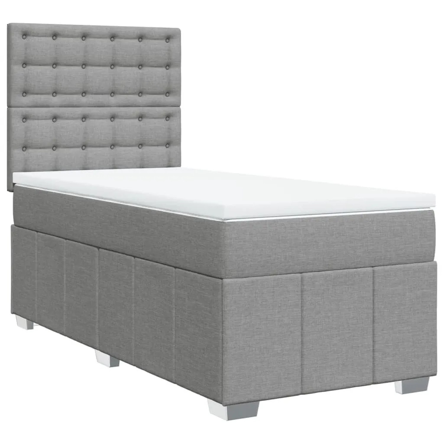vidaXL Boxspringbett mit Matratze Hellgrau 100x200 cm Stoff 3291593