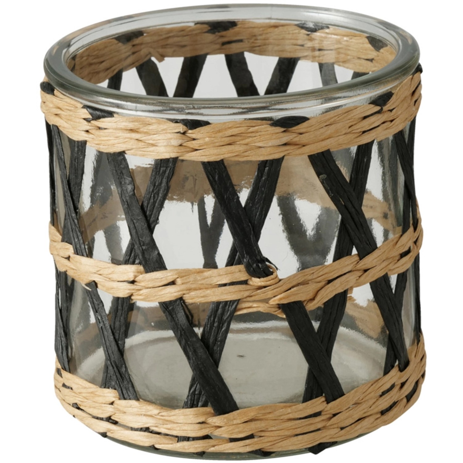 Boltze Windlicht Zima 10 cm x Ø 10 cm Schwarz-Natur