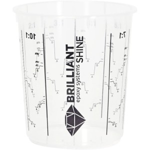 Transparenter Brilliant Shine Mischbecher 400 ml mit Skala für Epoxidharz, Farben und Pigmente.