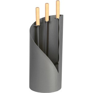 Lienbacher Kamingarnitur, 3-teilig, anthrazit beschichtet mit Holzgriffen, Zubehör für Kamine & Öfen.