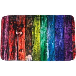 Sanilo Badteppich Rainbow, 50x80 cm, mit farbenfrohem Holzplanken-Design.