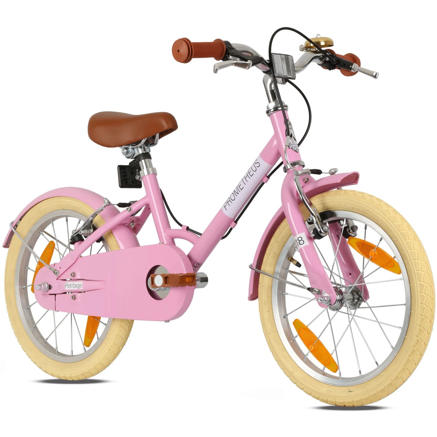 PROMETHEUS BIKES Kinderfahrrad 18 Zoll ab 5 und 6 Jahre Retro Look mit Felgenbremse & Ständer Rosa