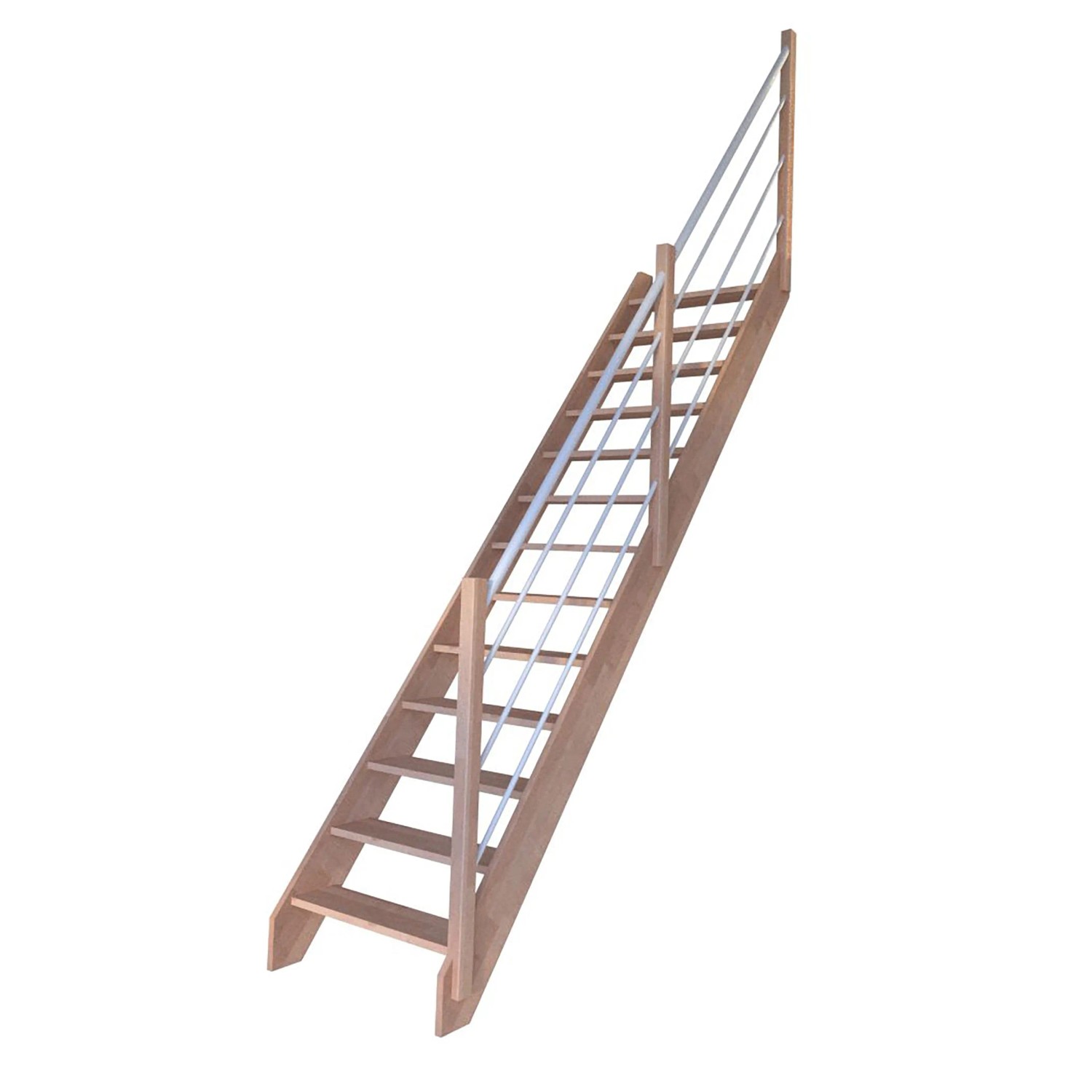StarWood Treppe Rhodos Buche Ger. Holz-Edelstahl-Geländer Weiß R FSC® günstig online kaufen