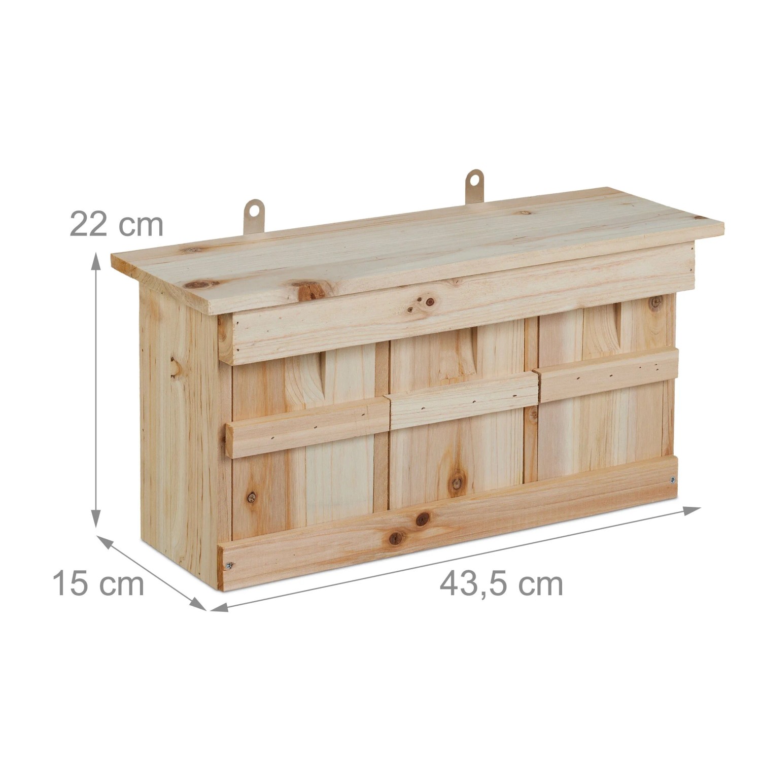 Relaxdays Nistkasten für Spatzen Tannenholz Natur 3 Brutkammern 22 cm x 43,5 cm x 15 cm 1,5 kg_4