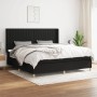 Schwarzes vidaXL Boxspringbett 200x200 cm mit Matratze und hohem Kopfteil.