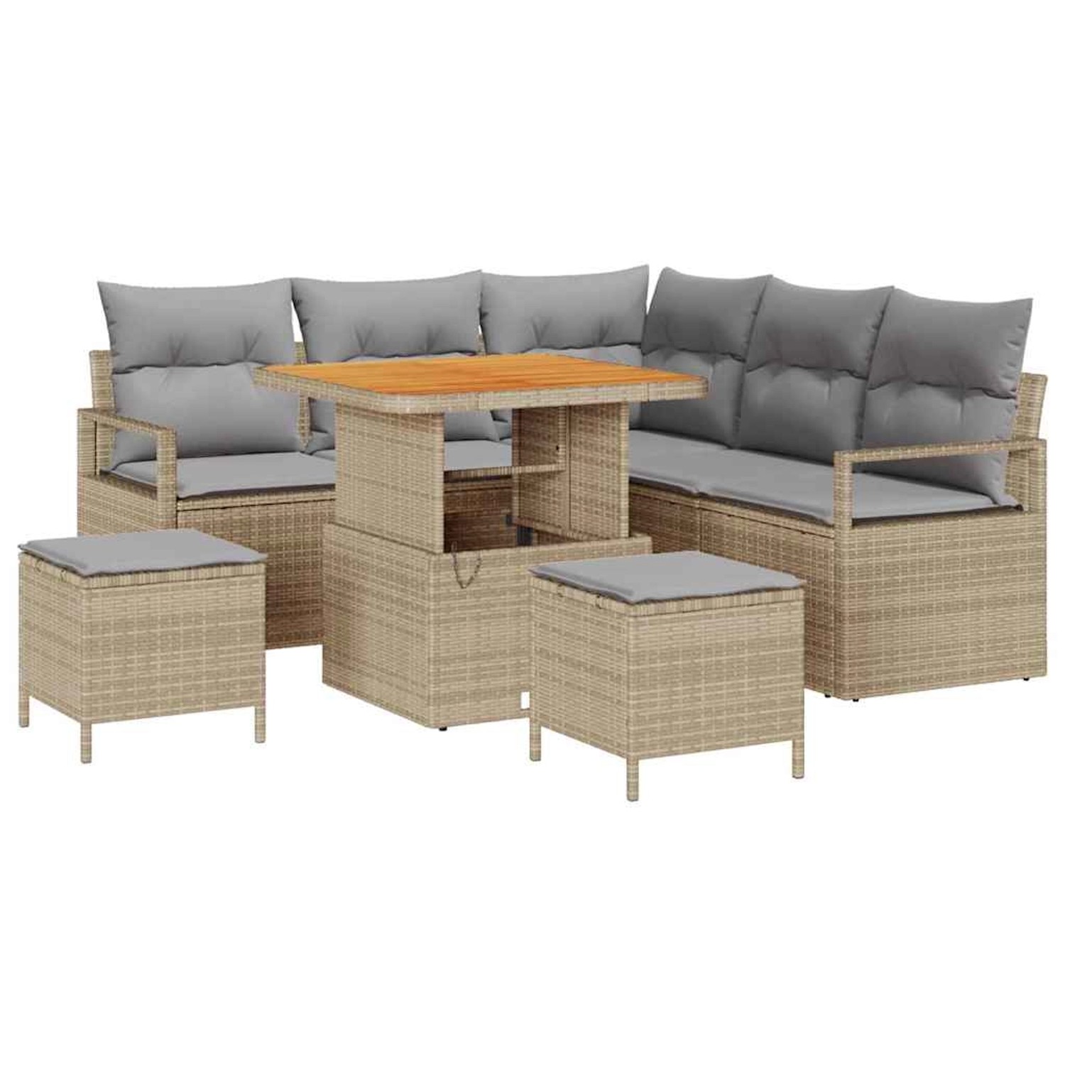 vidaXL Garten-Sofa-Set mit Kissen 8-Tlg Beige Poly Rattan 3362522 günstig online kaufen