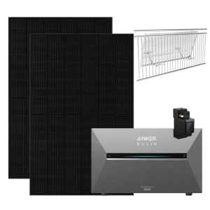 Anker SOLIX 3 Pro Balkonkraftwerk 910W mit Solarmodulen, Smart Meter und Halterung.