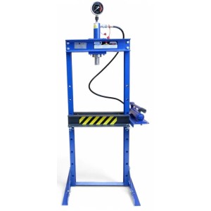 DeTec. Werkstattpresse, 12 Tonnen Hydraulikpresse mit Manometer, blau.