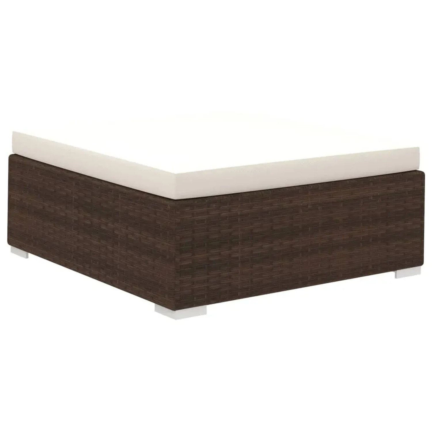 Braunes vidaXL Gartenmöbel Lounge-Set Element aus Polyrattan mit creme-weißem Auflagenkissen.