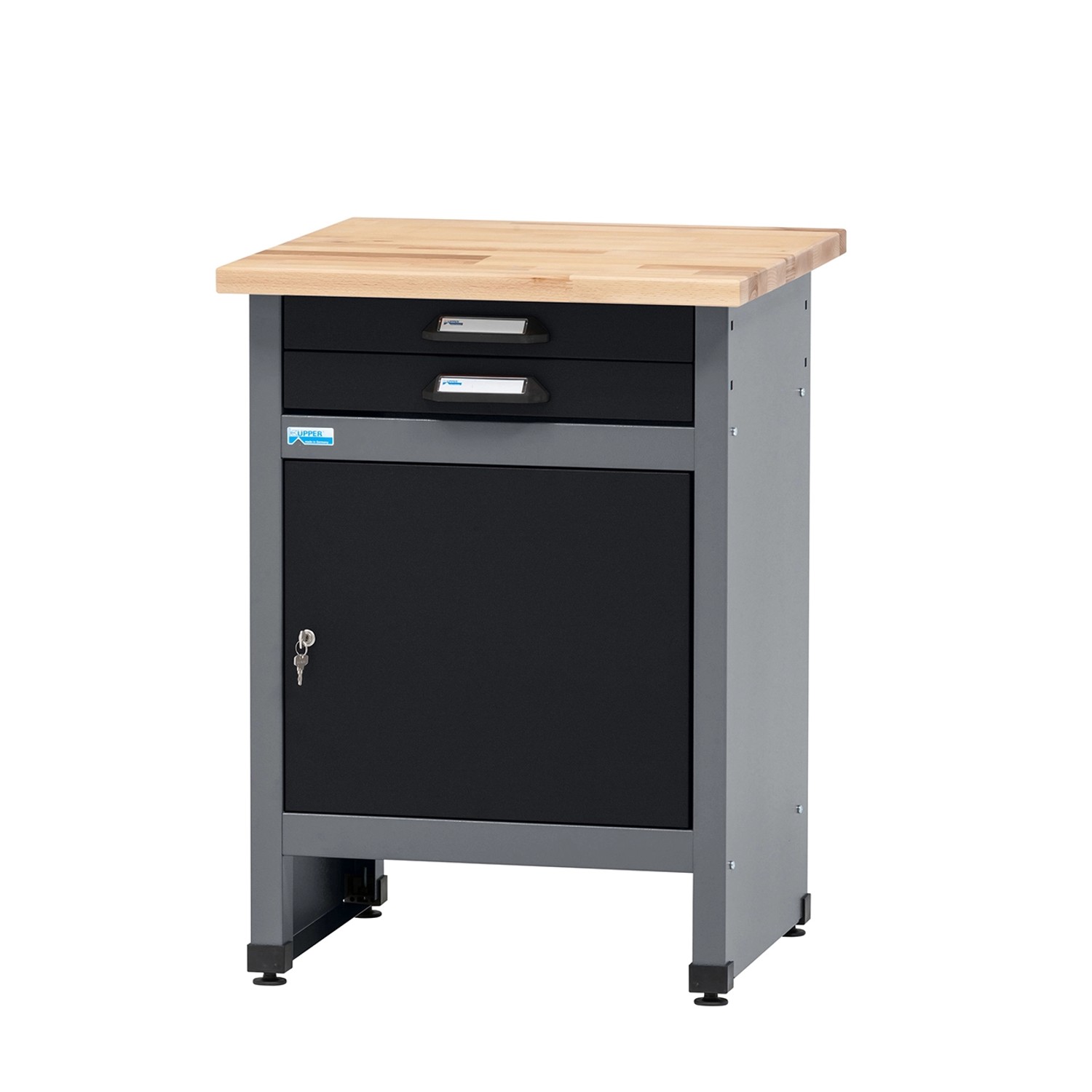 Küpper Werkbank Eintürig mit 2 Schubladen 84 x 60 x 60 cm Schwarz-Hellgrau günstig online kaufen