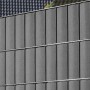 Anthrazitfarbene Floraworld Sichtschutzstreifen aus PP für Doppelstabmattenzaun, 5 Stück.
