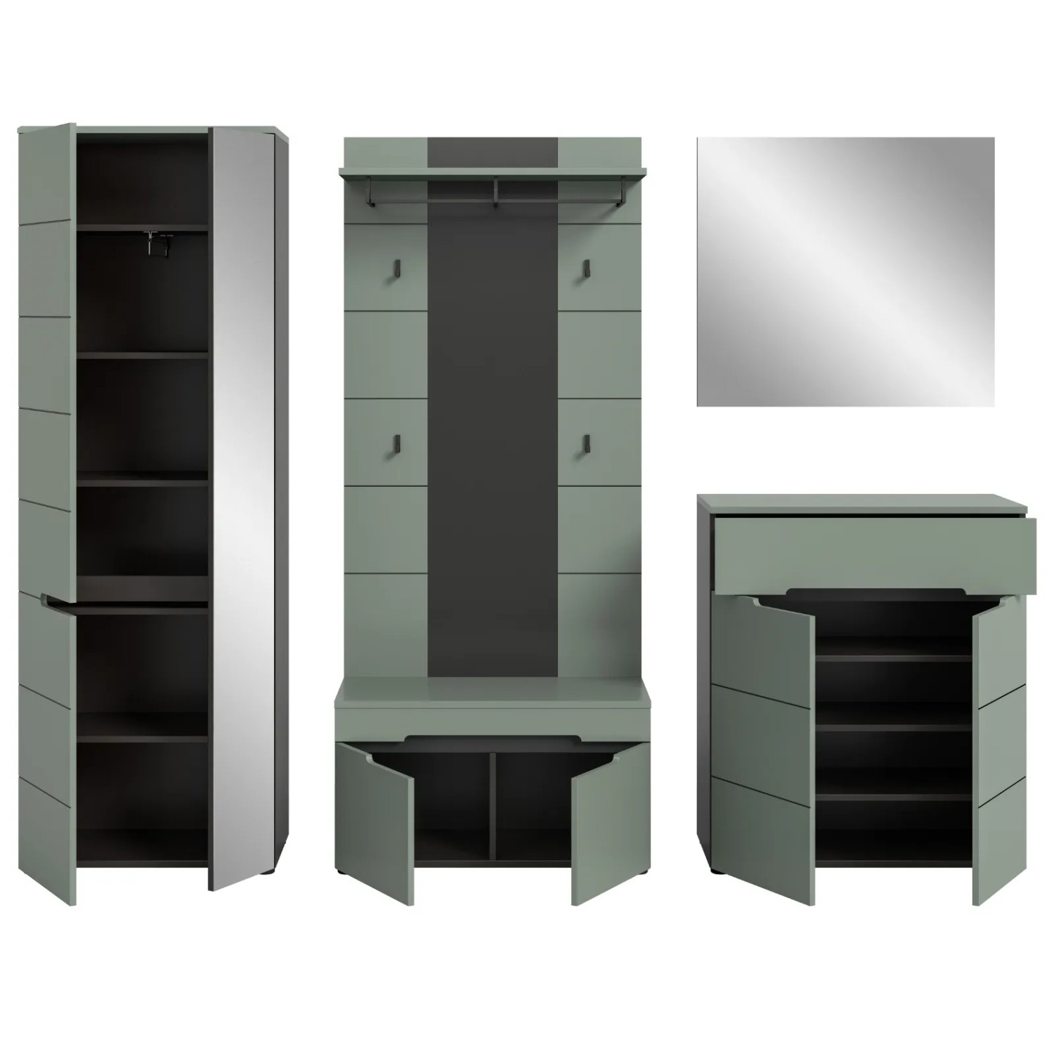 Inn.Furn Garderoben-Set 5-teilig in Salbei und Grau 255 cm Cooper_9
