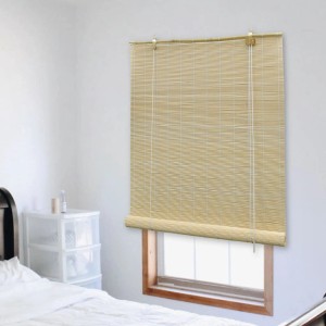 Naturfarbenes Bambusrollo, 140x220 cm, für Fensterdekoration und Sichtschutz.