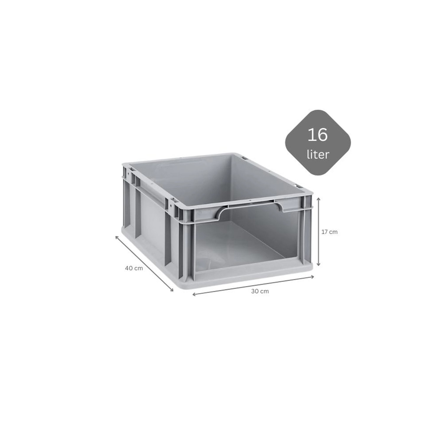 10 Contenitori Euro 40x30x12 Cm - Grigi, Da 10 Litri, Impilabili, Per Magazzino E Casa - Foto 7