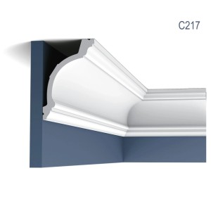 Weiße ORAC DECOR C217 LUXXUS Zierleiste als Eckleiste, 14 m Set für Decke und Wand.