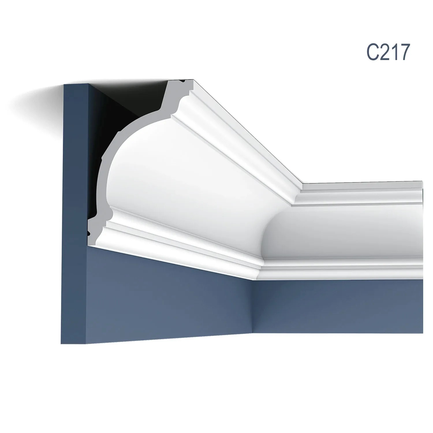 Weiße ORAC DECOR C217 LUXXUS Zierleiste als Eckleiste, 14 m Set für Decke und Wand.
