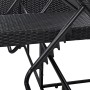 Detailansicht der schwarzen Doppelliege Syros: Polyrattan-Geflecht und verstellbares Stahlgestell.