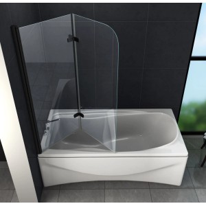 Glasdeals Badewannenaufsatz Duschtrennwand BREASE in Schwarz 120 x 140 cm – 3672