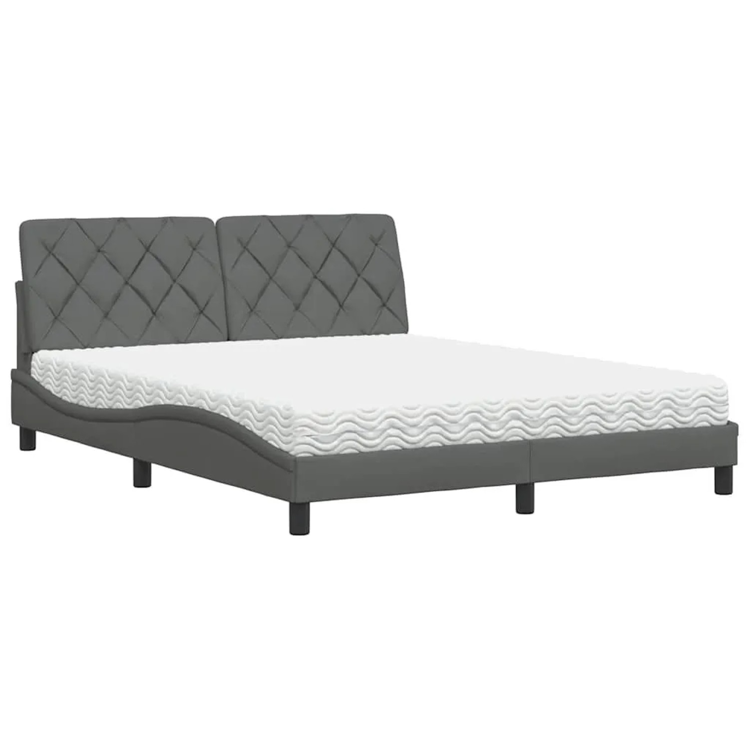 vidaXL Bett mit Matratze Dunkelgrau 160x200 cm Stoff 3310749