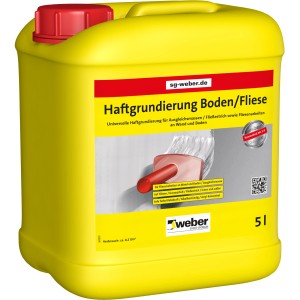 Gelber 5L Kanister Weber Haftgrundierung Boden/Fliese für hohe Klebekraft.