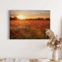 Leinwandbild Mohnblumenfeld im Sonnenuntergang, Wanddeko für Wohnzimmer & Schlafzimmer.