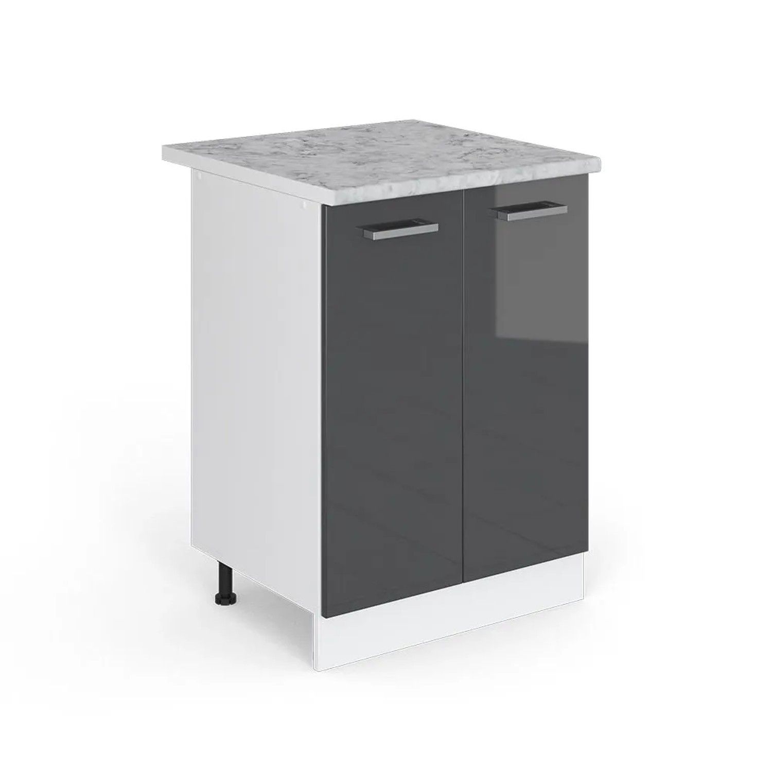 Vicco Küchenunterschrank R-Line Anthrazit Hochglanz Weiß 60 cm AP Marmor