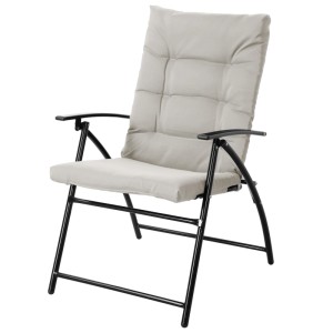 Svita Ventura Klappstuhl, Teil der 3-tlg. Gartenmöbel Sitzgruppe, Metallgestell, beige Polster.
