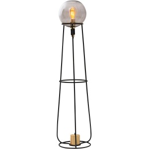 Schwarze Näve Stehleuchte Stelo, 128,5 cm hoch, mit Glaskugel im Industrial Style.