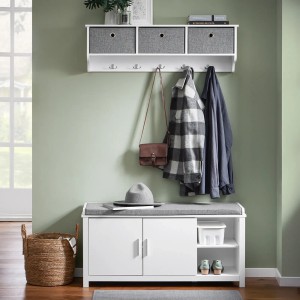 SoBuy Schuhbank mit Sitzfläche Sitzbank mit Stauraum Schuhregal für Flur Weiß 105x51x35cm FSR168-W